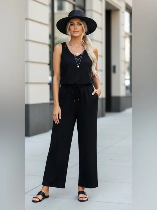 (#142)SANSARA Sleeveless Jumpsuit - Picture 1 of 4